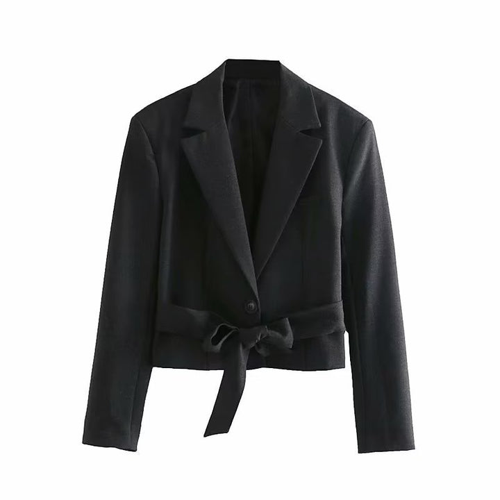 Damen taillierte Blazerjacke mit modernem Schnitt und Bindegürtel Drune