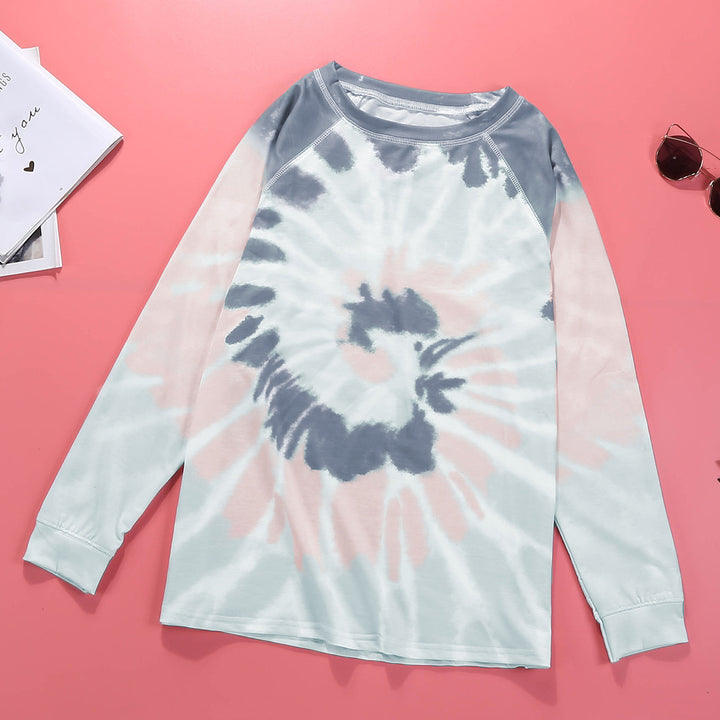 Damen Langarm-T-Shirt mit modernem Batik-Muster und lässigem Schnitt Drune