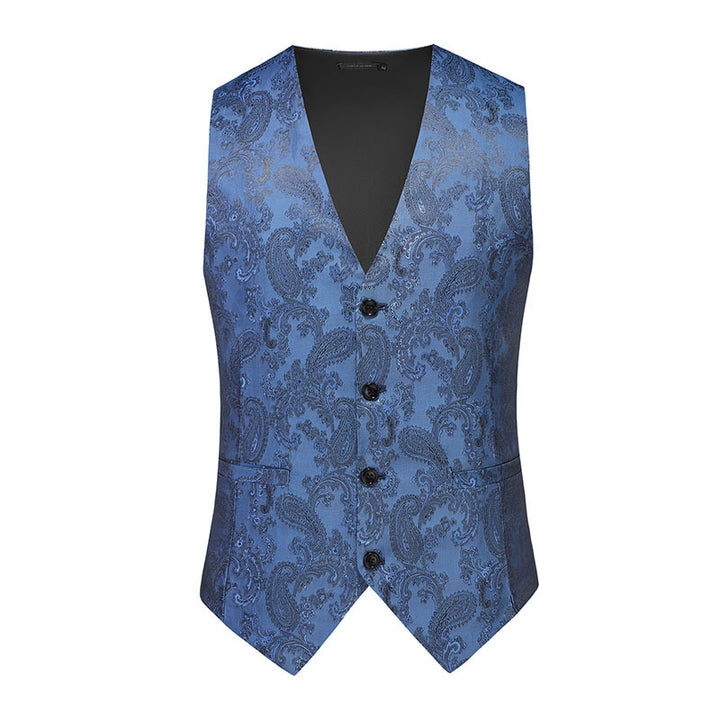 Herren nan feine Jacquard-Anzugweste mit V-Ausschnitt, Zierknöpfen und schmaler Silhouette Drune