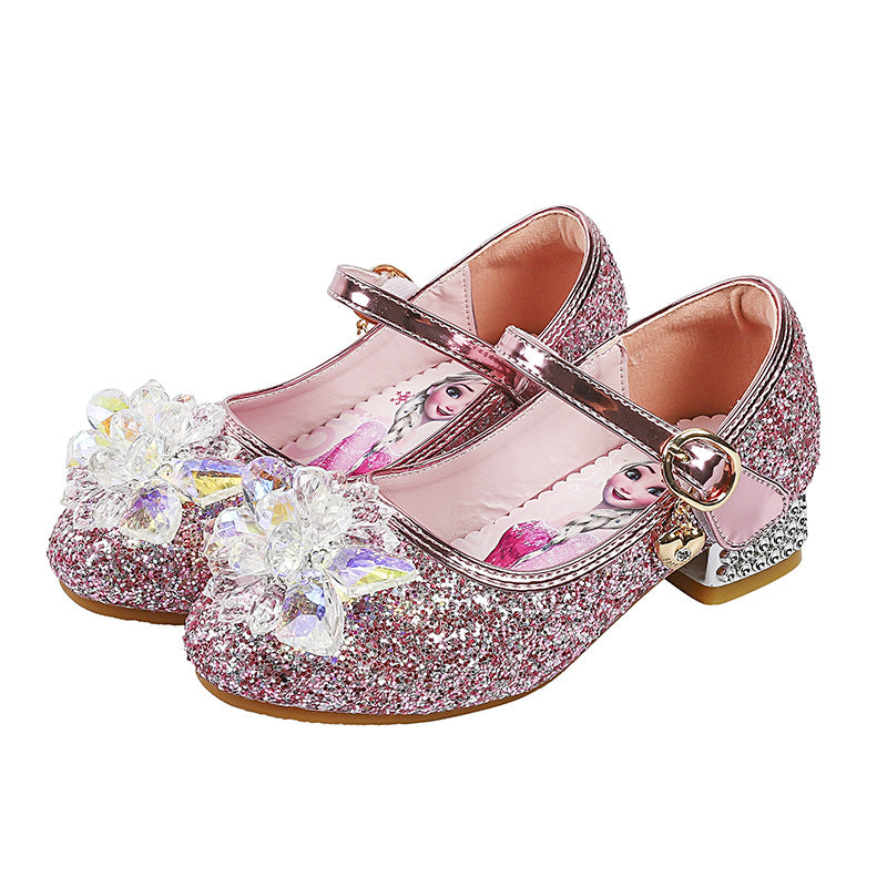 Mädchen Glitzernde Mary Jane Schuhe mit funkelnden Blumenapplikationen Drune
