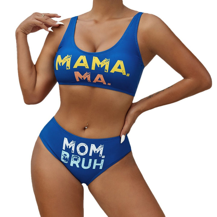 Damen sportliches Bikini-Set mit humorvollem Schriftzug Drune