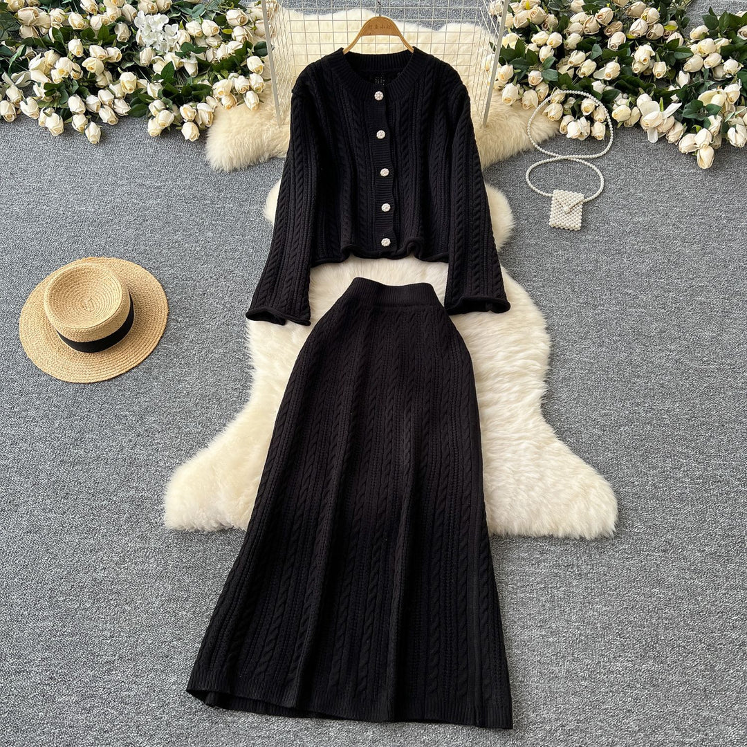 Damen Strickensemble mit Zopfstruktur Drune