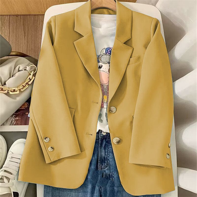 Damen Modischer Blazer mit strukturiertem Stoff und eleganten Knopfdetails Drune