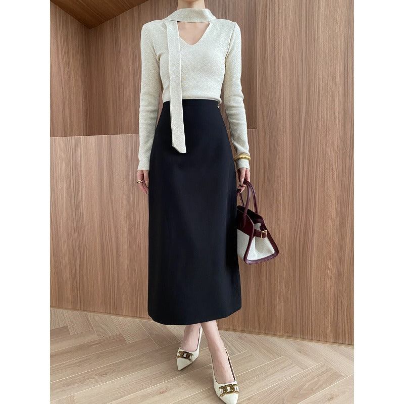 Damen eleganter Midirock mit schmalem Schnitt und hochwertigem Material Drune