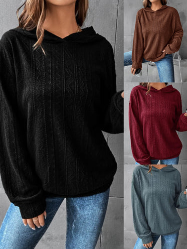 Damen Oversize Kapuzenpullover mit strukturierter Wellenoptik und Kängurutasche Drune