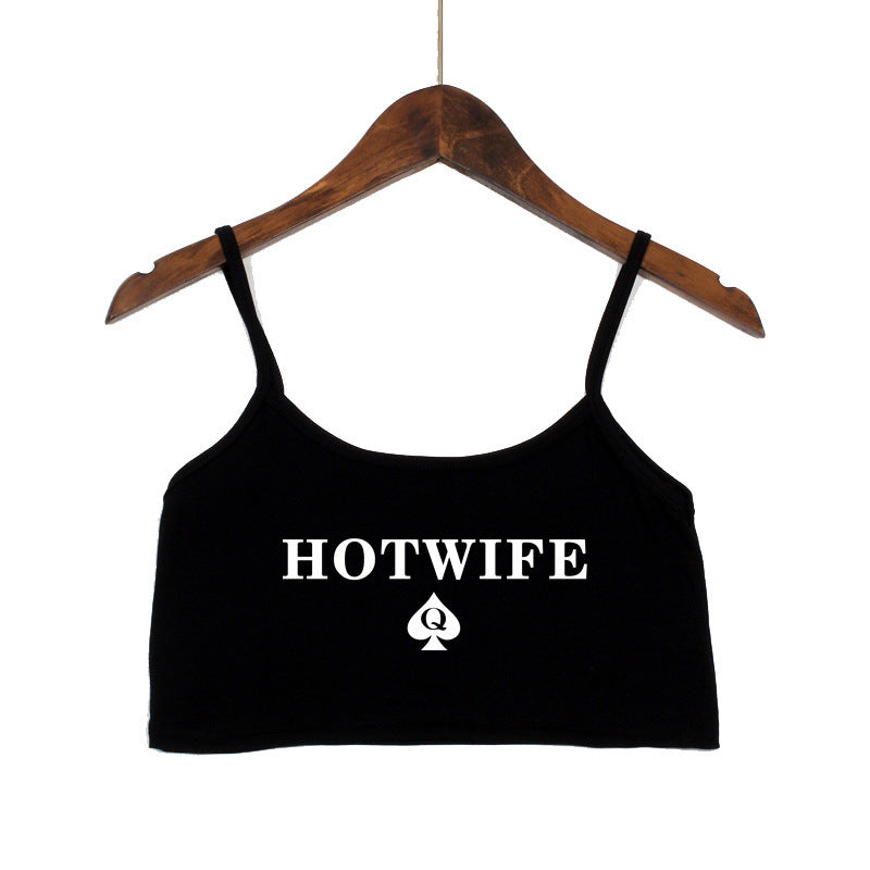Damen Crop-Top mit modernen Schriftzügen und verstellbaren Trägern Drune