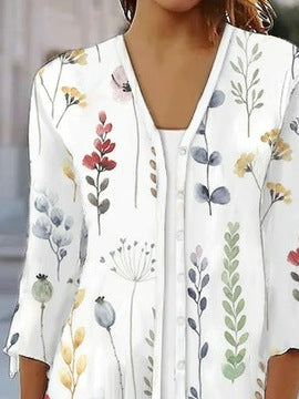 Damen Blusenshirt mit floralem Design und eleganten Rüschendetails Drune