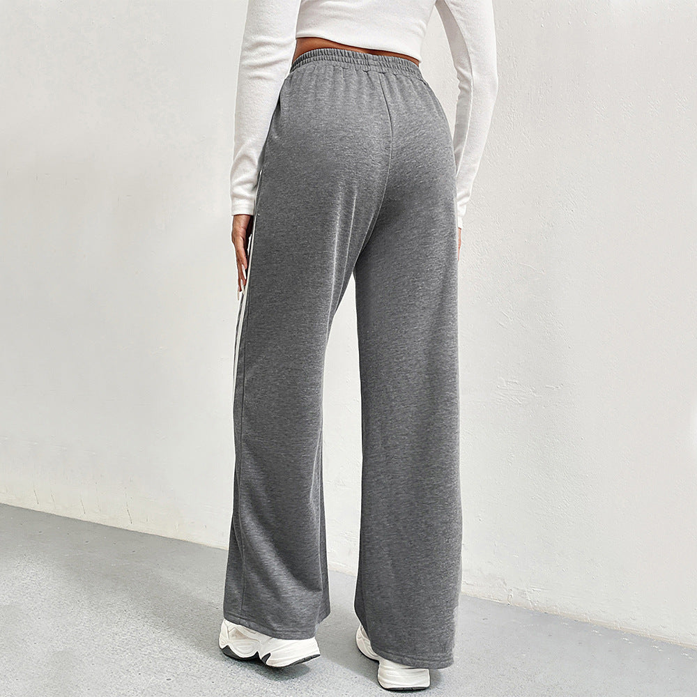 Damen Sportliche Freizeithose mit weitem Schnitt und kontrastierenden Streifen Drune