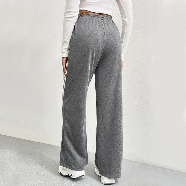 Damen Sportliche Freizeithose mit weitem Schnitt und kontrastierenden Streifen Drune