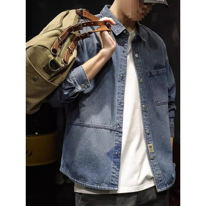 Herren Denim-Hemdjacke mit modernen Details Drune
