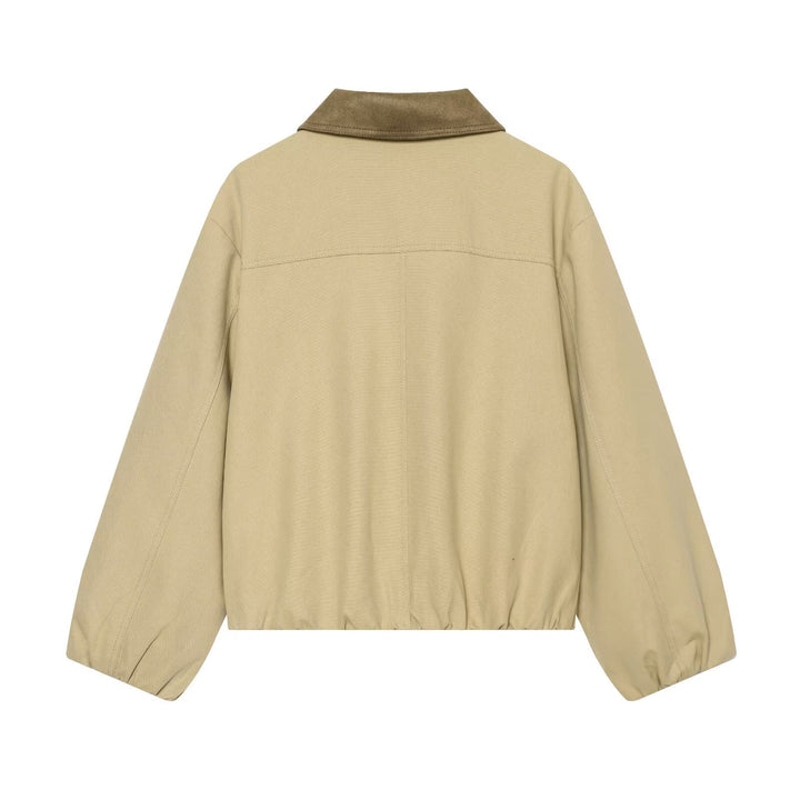 Damen Kurzblouson im Boxy‑Look mit Velourskragen und elastischem Saum Drune