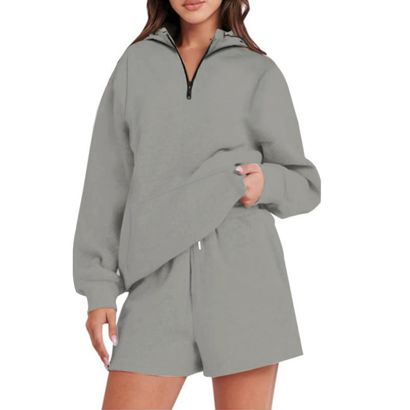 Damen lässiger Hoodie mit kurzem Schnitt und praktischen Taschen Drune