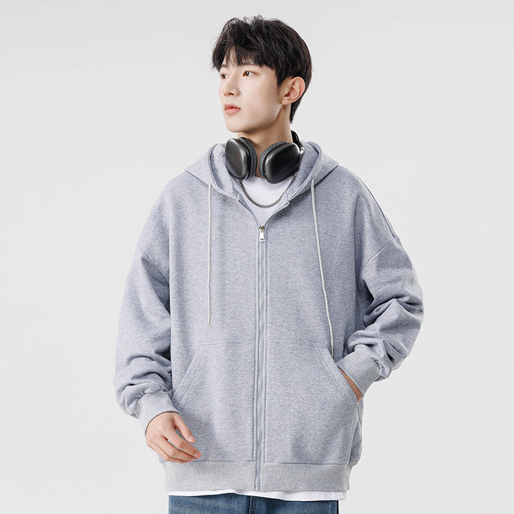Unisex Oversize Kapuzen-Fleecejacke mit Boxy-Schnitt und Metall-Reißverschluss Drune