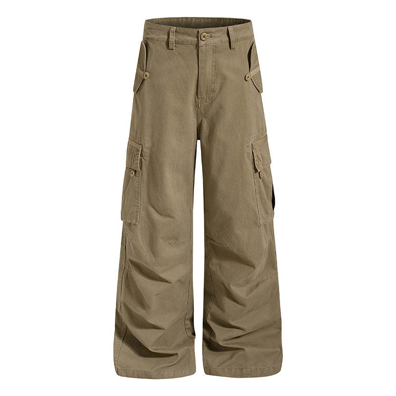 Damen Weite Cargo-Culottehose mit hoher Taille und Multi-Taschen Drune