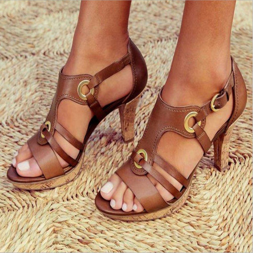 Damen Absatzsandalen mit raffinierten Riemen und kunstvollem Schnallendesign Drune