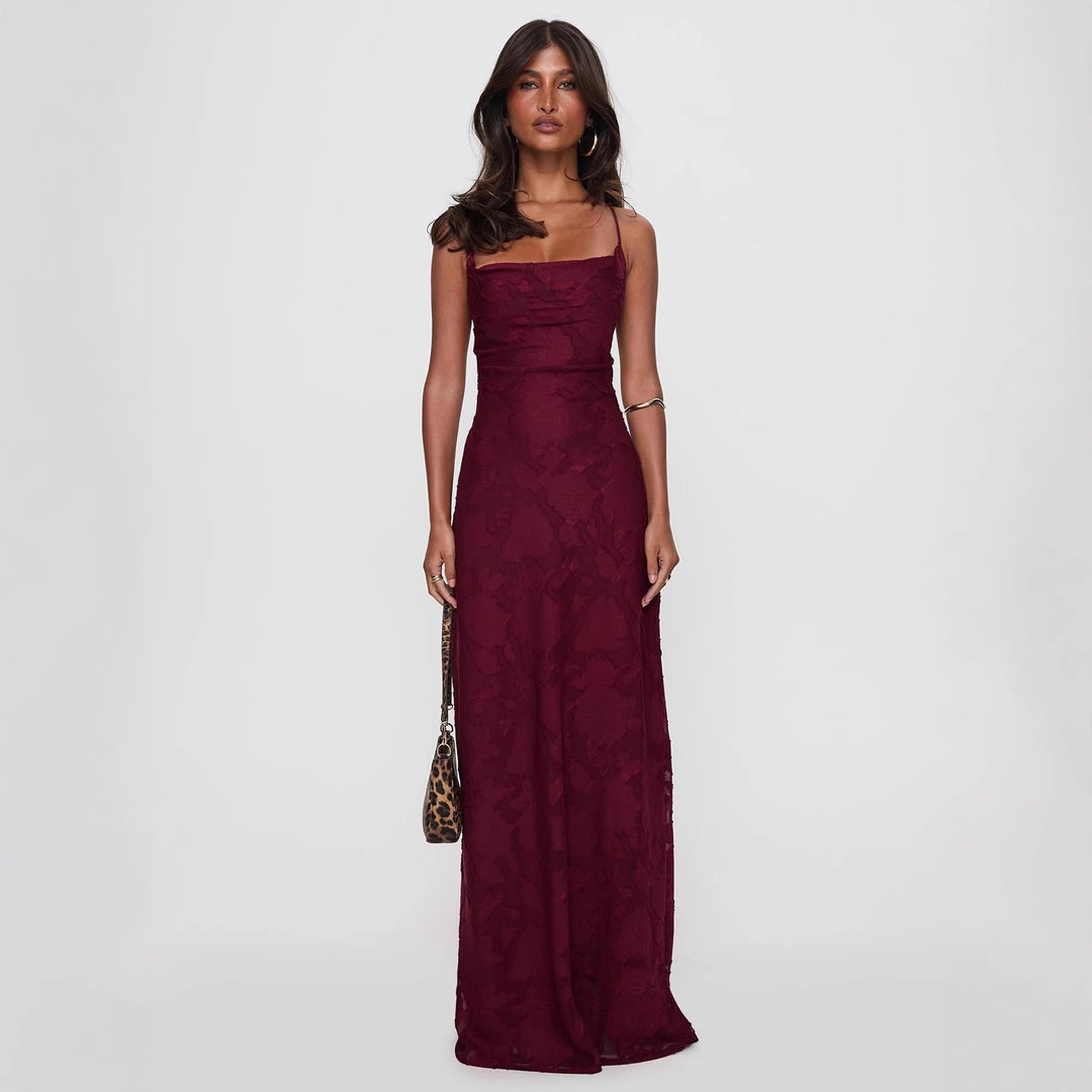 Damen Elegantes und figurumspielendes Abendkleid mit floralen Applikationen Drune