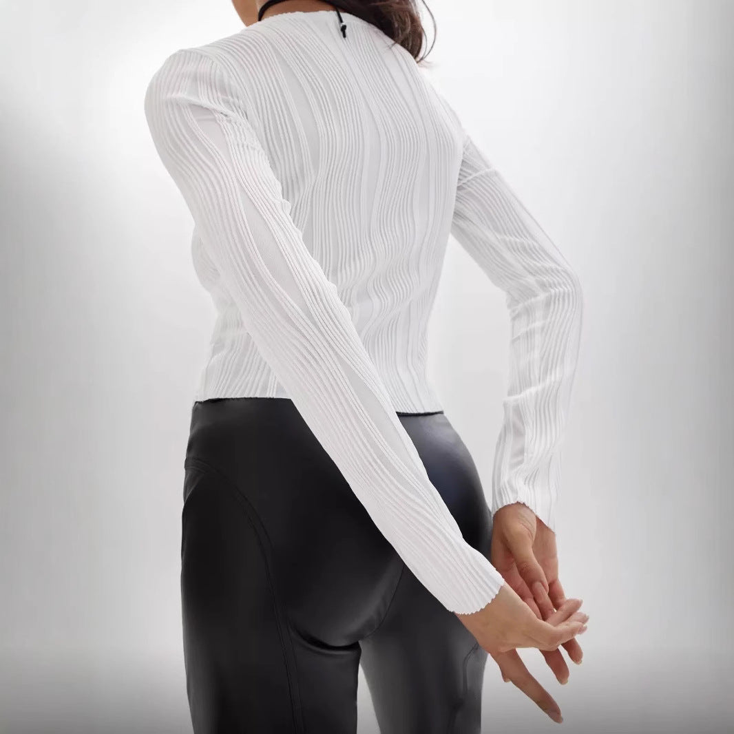 Damen Langarmshirt mit elegantem Rippenmuster Drune