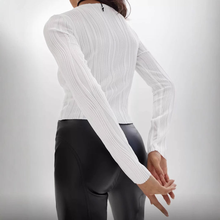 Damen Langarmshirt mit elegantem Rippenmuster Drune