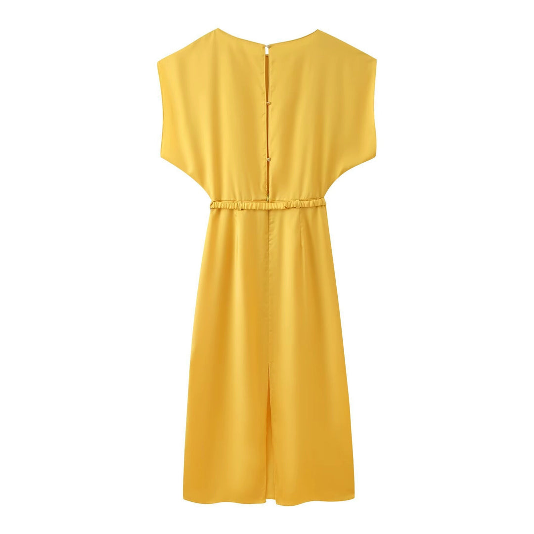 Damen lässiges Wickelkleid mit Gürtelakzenten Drune
