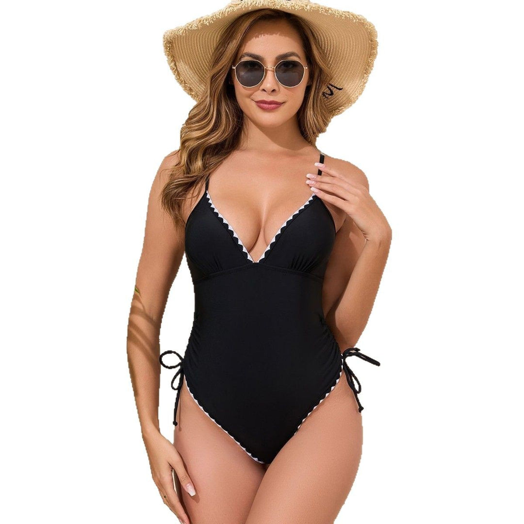 Damen Eleganter Einteiler Badeanzug mit raffinierter Rüschenverzierung Drune