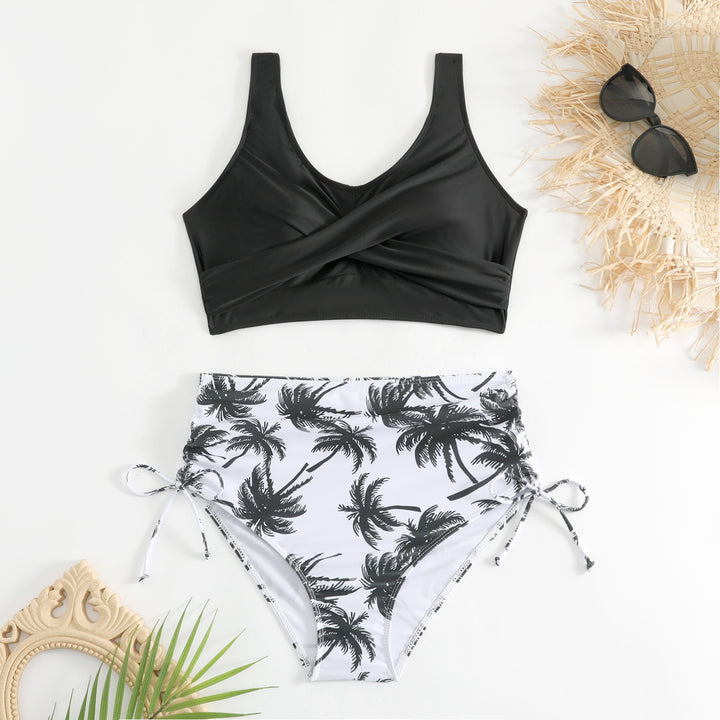Damen Bikini-Set mit schickem Wickeloberteil und hoch taillierten Höschen Drune