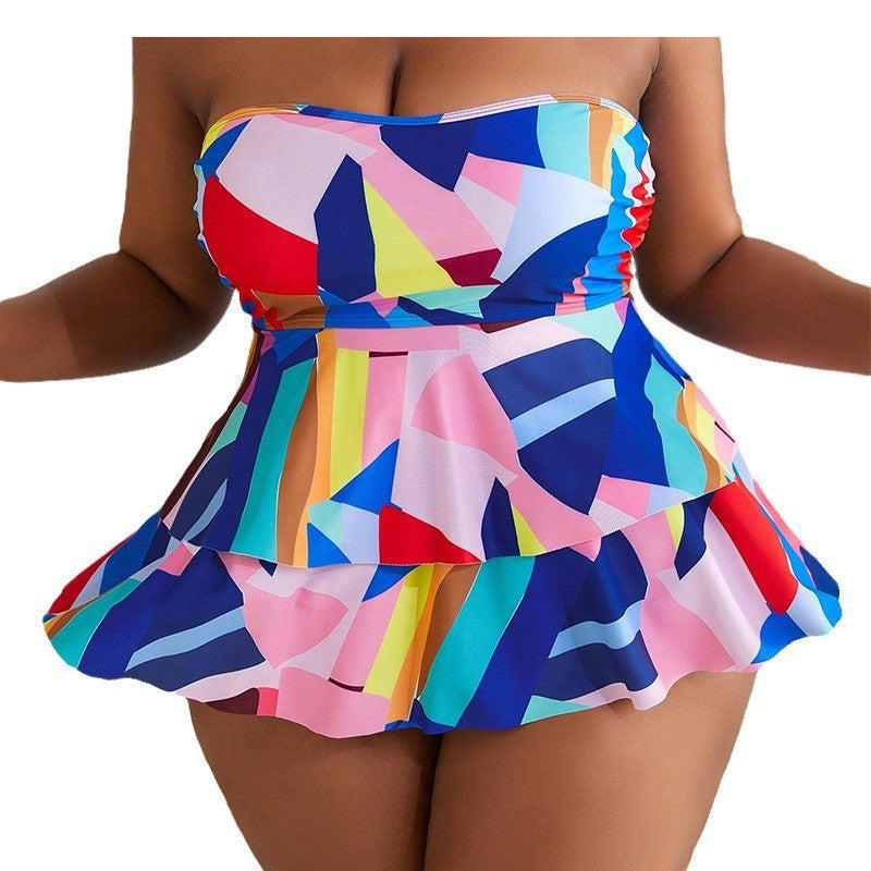 Damen Bandeau-Badeanzug mit tierischem Rüschendesign Drune