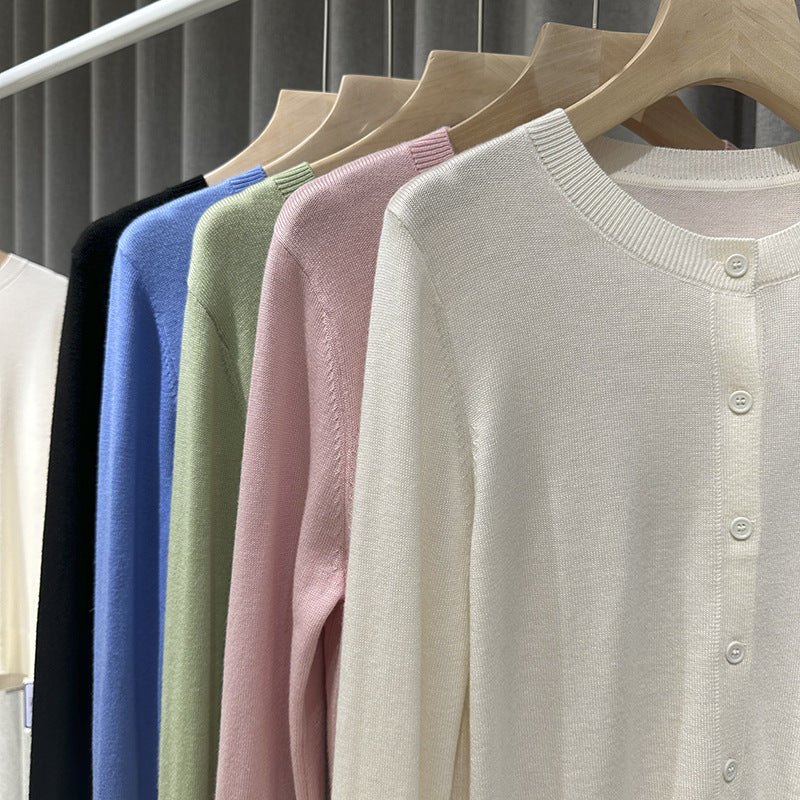 Damen Leichter Feinstrick-Cardigan mit Rundhalsausschnitt, taillierter Passform & verlängerten Bündchen Drune