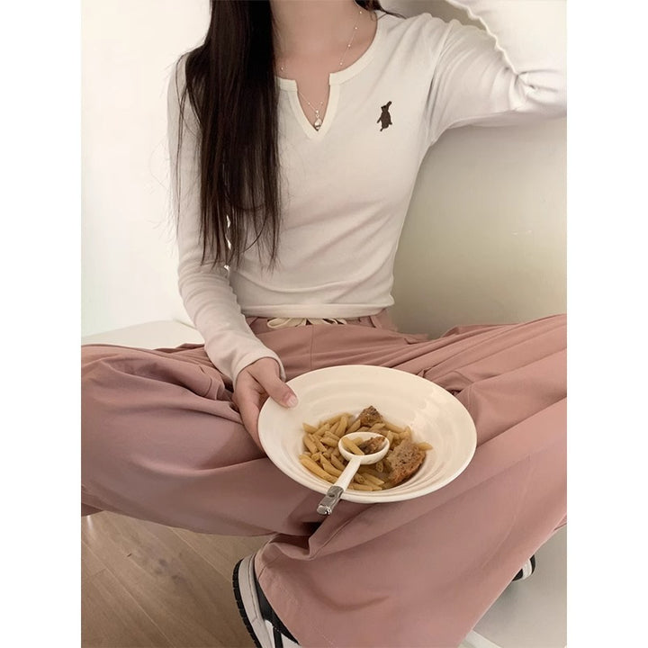 Damen lässiges cropped Langarmshirt Drune
