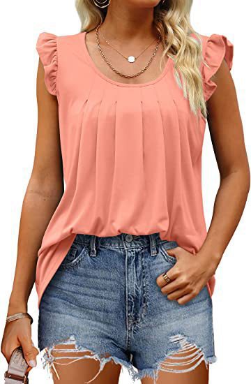 Damen luftiges Blusenshirt mit elegantem Rüschendesign Drune