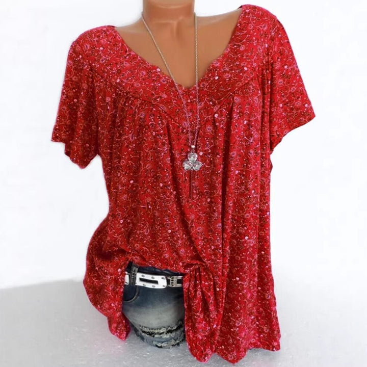 Damen lässige Bluse mit floralen Motiven und luftigen Ärmeln Drune
