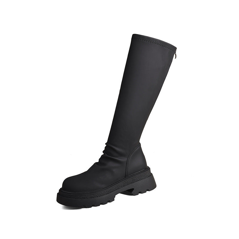 Damen hohe Gummistiefel mit rutschfester Profilsohle und elastischem Schaft Drune