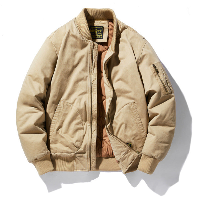 Herren  Baumwoll-Twill gepolsterte Aviator Bomber mit gestepptem Innenfutter und Ärmeltasche mit Reißverschluss Drune
