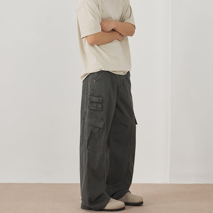 Herren weite Cargo-Hose aus robustem Baumwoll-Twill mit Utility-Taschen Drune
