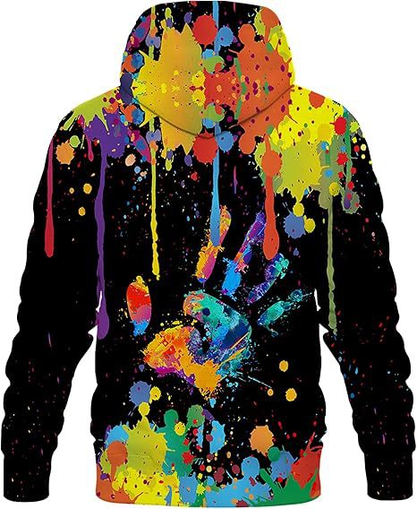 Damen Farbenfroher Hoodie mit kreativen Spritzmotiven Drune