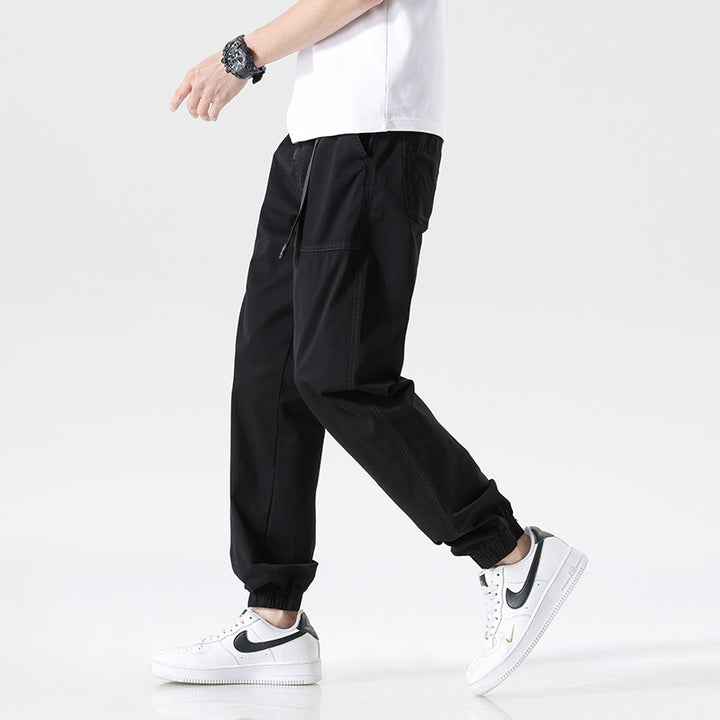 Herren Cargojoggerhose aus Baumwoll-Twill mit Tunnelzugbund und geripptem Knöchelabschluss Drune