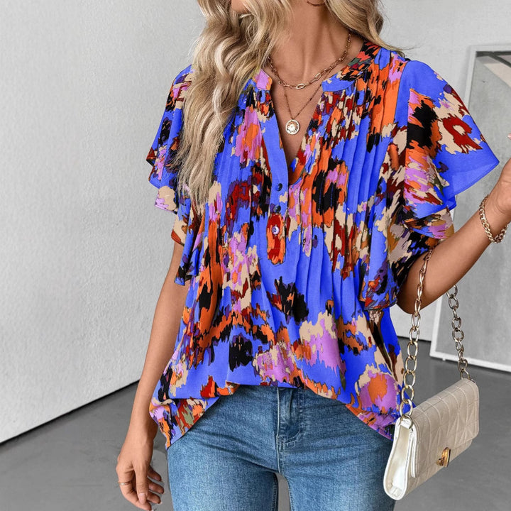 Damen Bluse mit Rüschenelementen und strukturiertem Design Drune
