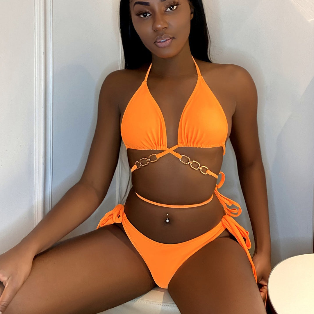 Damen Triangel-Bikini mit Kettenverzierung Drune