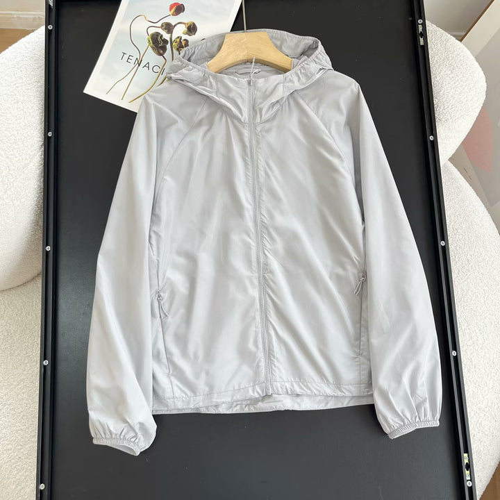 Damen winddichte Übergangsjacke mit verstellbarem Kapuzenkragen Drune