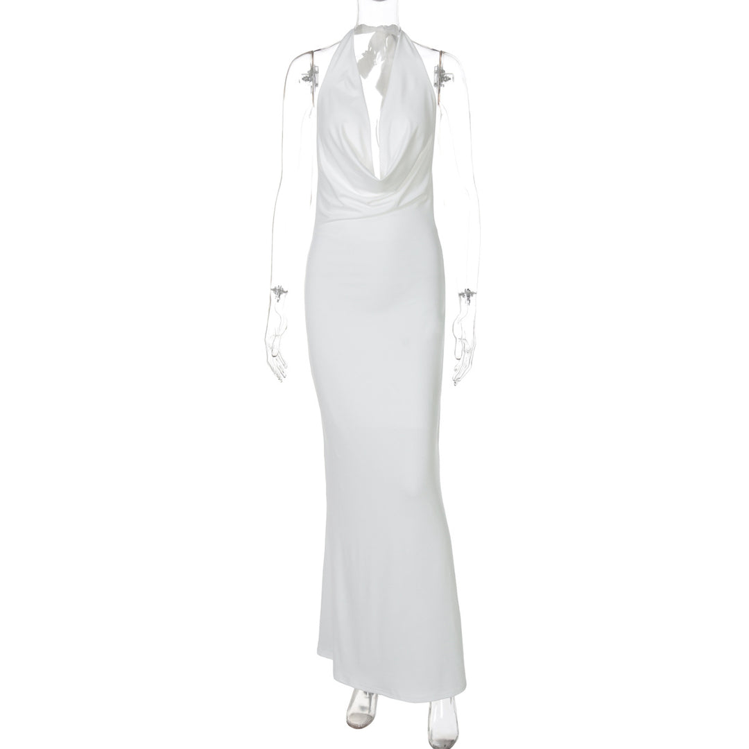 Damen Elegantes Longdress mit tiefem V-Ausschnitt und figurbetontem Schnitt Drune