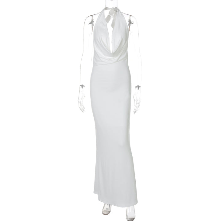 Damen Elegantes Longdress mit tiefem V-Ausschnitt und figurbetontem Schnitt Drune