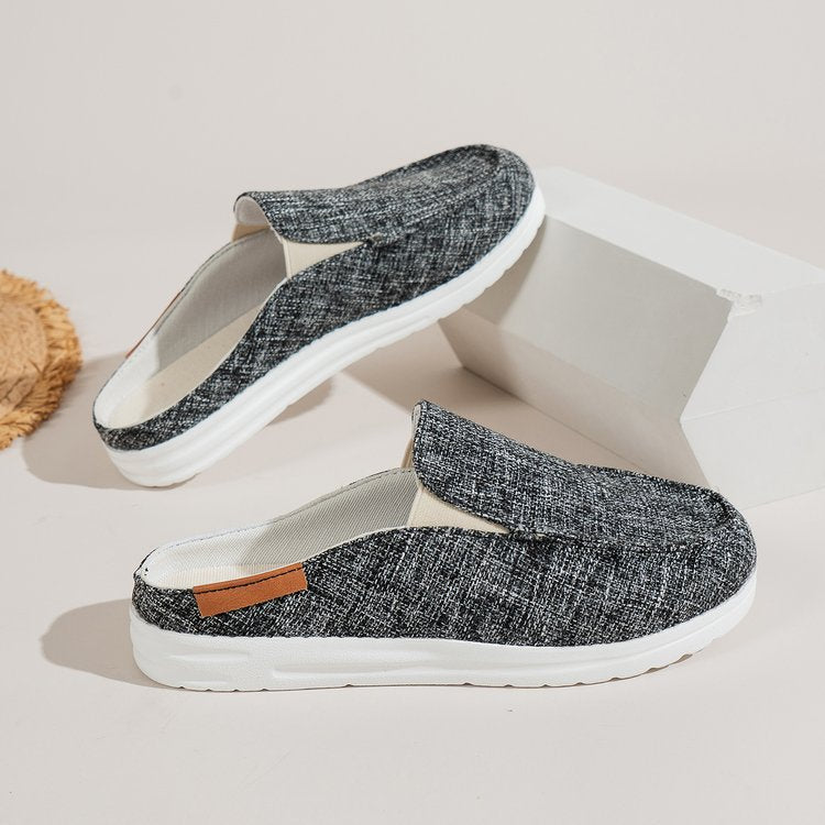 Damen  Slip-On Canvas‑Mules mit Kuhfleckenprint, gepolstertem Komfortfußbett und rutschfester Leichtsohle Drune
