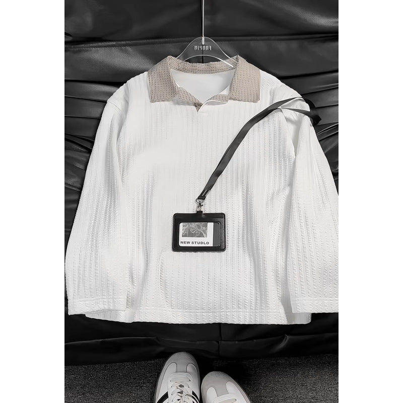 Damen Modisches Oversized Hemd mit kariertem Kragen Drune