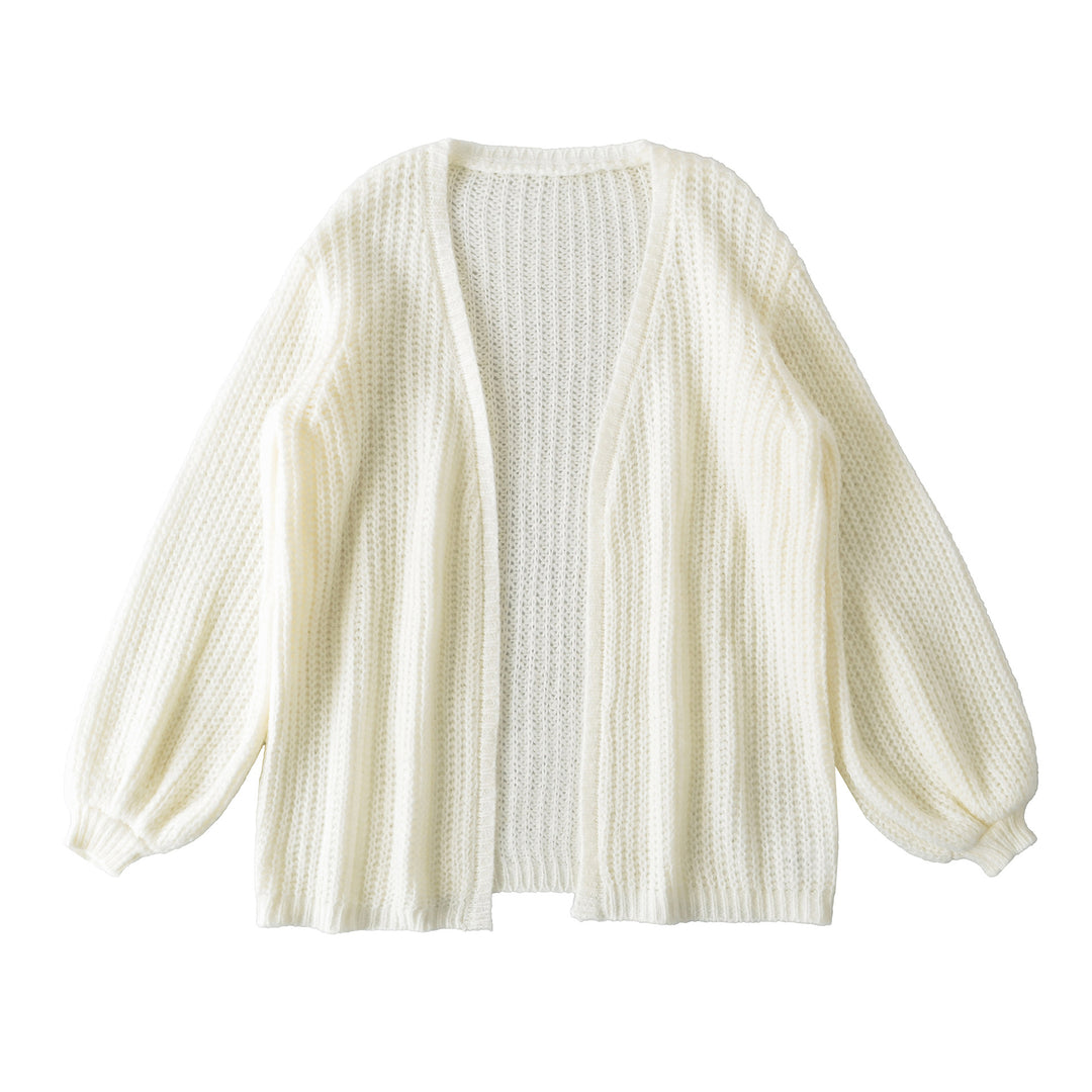 Damen Offene Grobstrick-Cardigan mit Ballonärmeln Drune