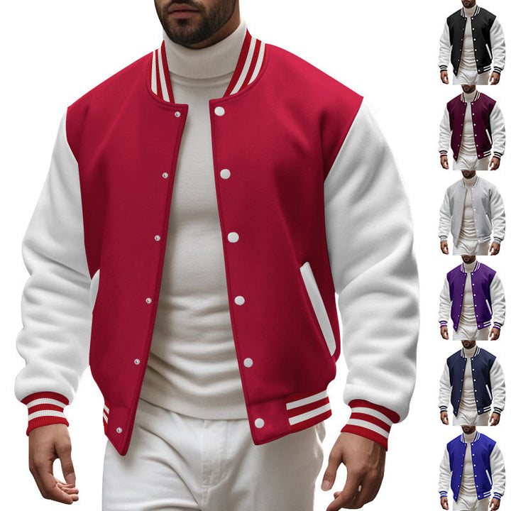 Herren Varsity-Jacke mit kontrastierenden Ärmeln und gestreiften Bündchen Drune