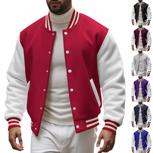 Herren Varsity-Jacke mit kontrastierenden Ärmeln und gestreiften Bündchen Drune