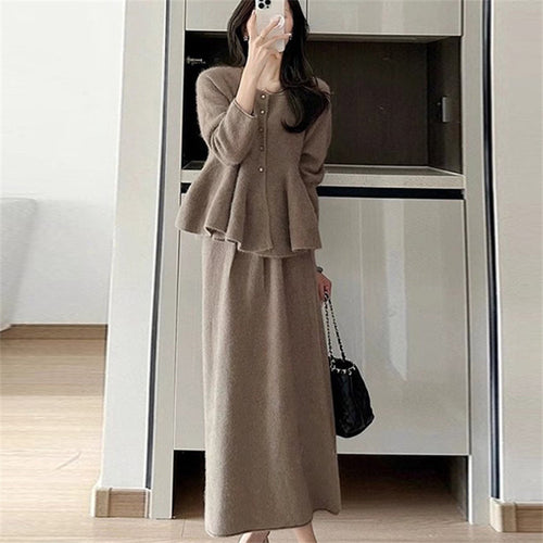 Damen schickes Zweiteiliges Strickensemble mit weich fließendem Design Drune