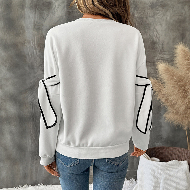 Damen Oversize-Sweatshirt mit Schleifenärmeln und Kontrastpaspel Drune