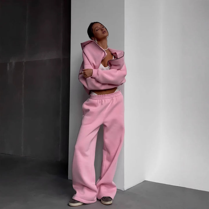 Damen modischer Kapuzenpullover mit hochwertigem Reißverschluss und bequemer Passform Drune