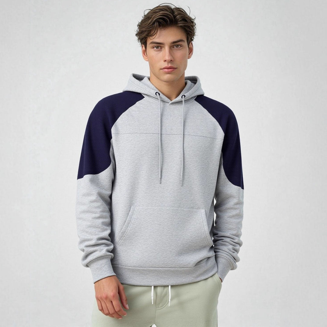 Herren Kapuzenpullover mit Struktur-Einsätzen und Kängurutasche Drune