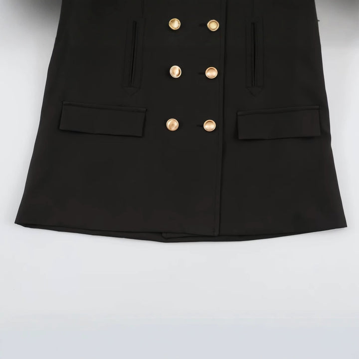 Damen Doppelreihige Kurzjacke mit Kunstfellärmeln Drune